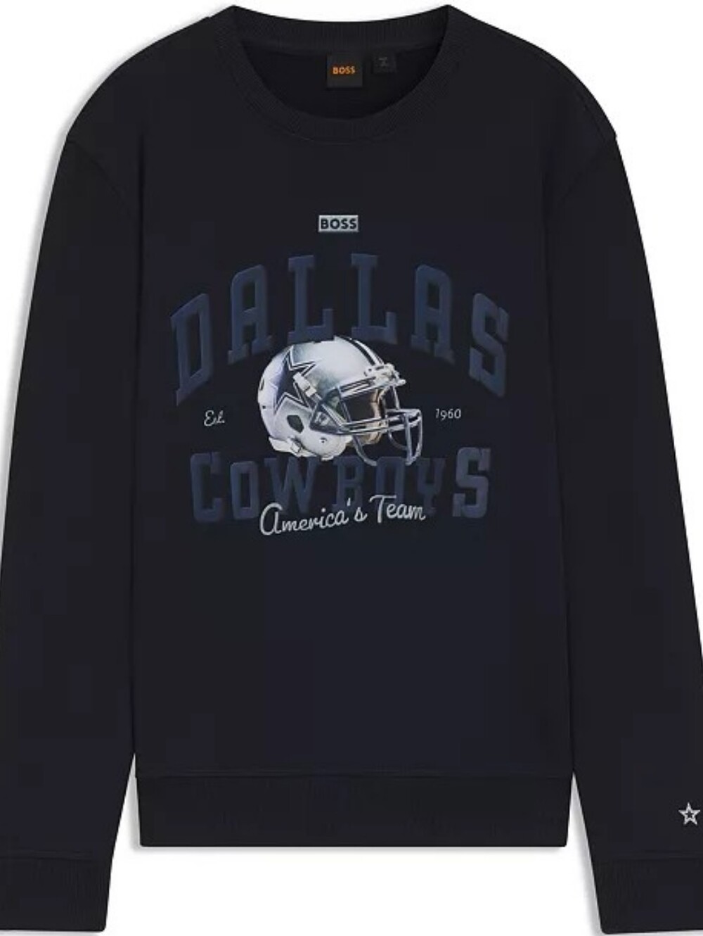 Authentic BOSS Men's Dallas Cowboys Navy Logo Crewneck Sweater